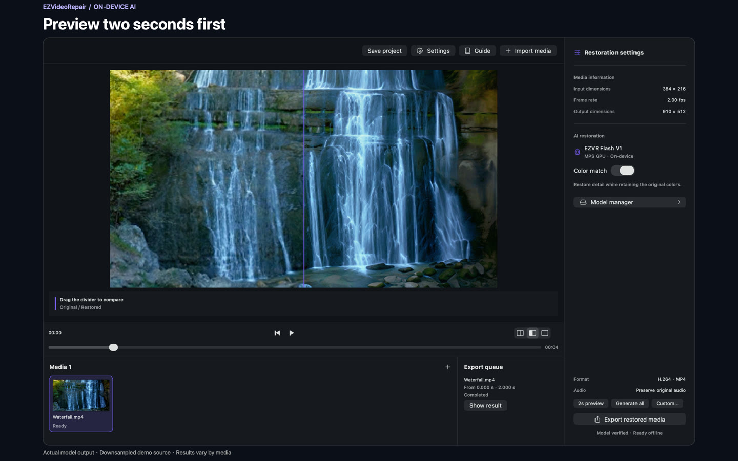 Preview two seconds